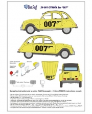 24-001 1/24 CITROËN 2cv "007" 1981 - 1/24 Decals & Resin for Tamiya 24164/89654 and Revell 7095 Blue Stuff
