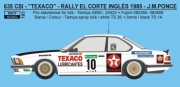 0193 Decal – BMW 635 CSi - Rally El Corte Ingles 1985 - Pons Reji Model 1/24.