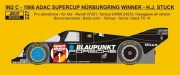 0227 Decal – Porsche 962 - ADAC Supercup Nürburgring winner - H.J.Stuck Reji Model 1/24.