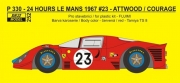 0252 Decal – Ferrari 330P - 24h Le Mans 1967 Attwood / Courage Reji Model 1/24.